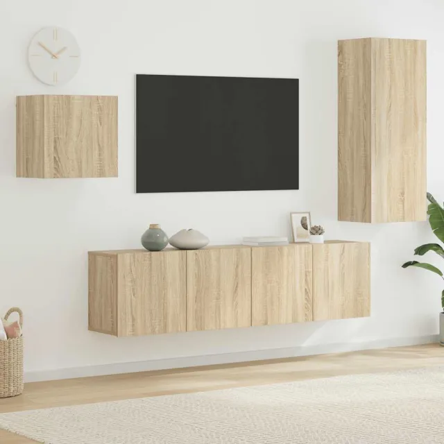 vidaXL 4-delige Tv-wandmeubelset bewerkt hout sonoma eikenkleurig, foto 2
