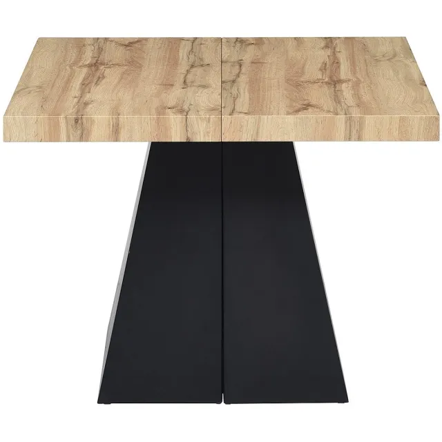 Vente-unique Uitschuifbare eettafel 4 tot 10 personen van MDF en metaal - Naturel en zwart - EMELIA Natuurlijk licht