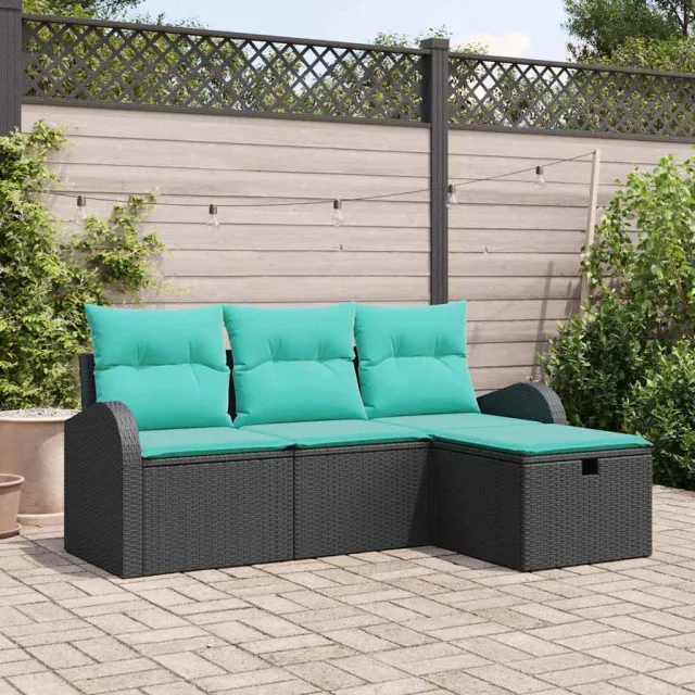 vidaXL Tuin Sofa Set 4 st Zwart poly rattan, foto 2
