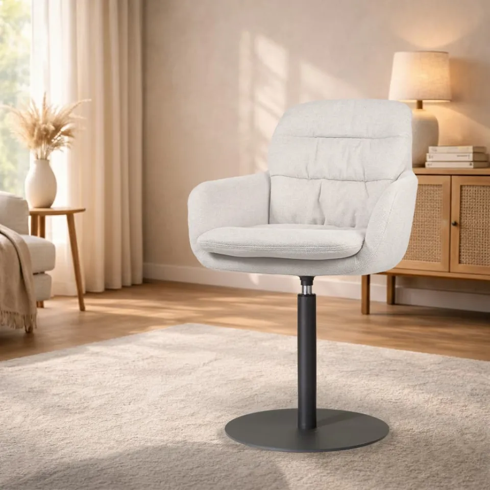 Nolon Niva-Mia draaibare tulp eetkamerstoel beige - mat zwart onderstel, foto 2