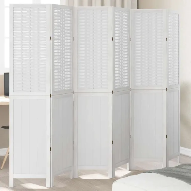 vidaXL Kamerscherm met 6 panelen massief paulowniahout wit, foto 2
