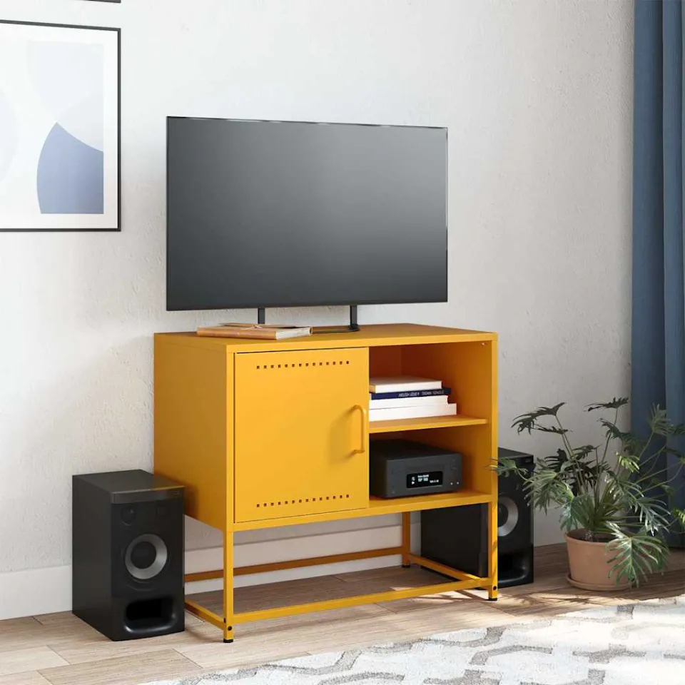 vidaXL Tv-meubel 68x39x60,5 cm staal mosterdgeel, foto 3