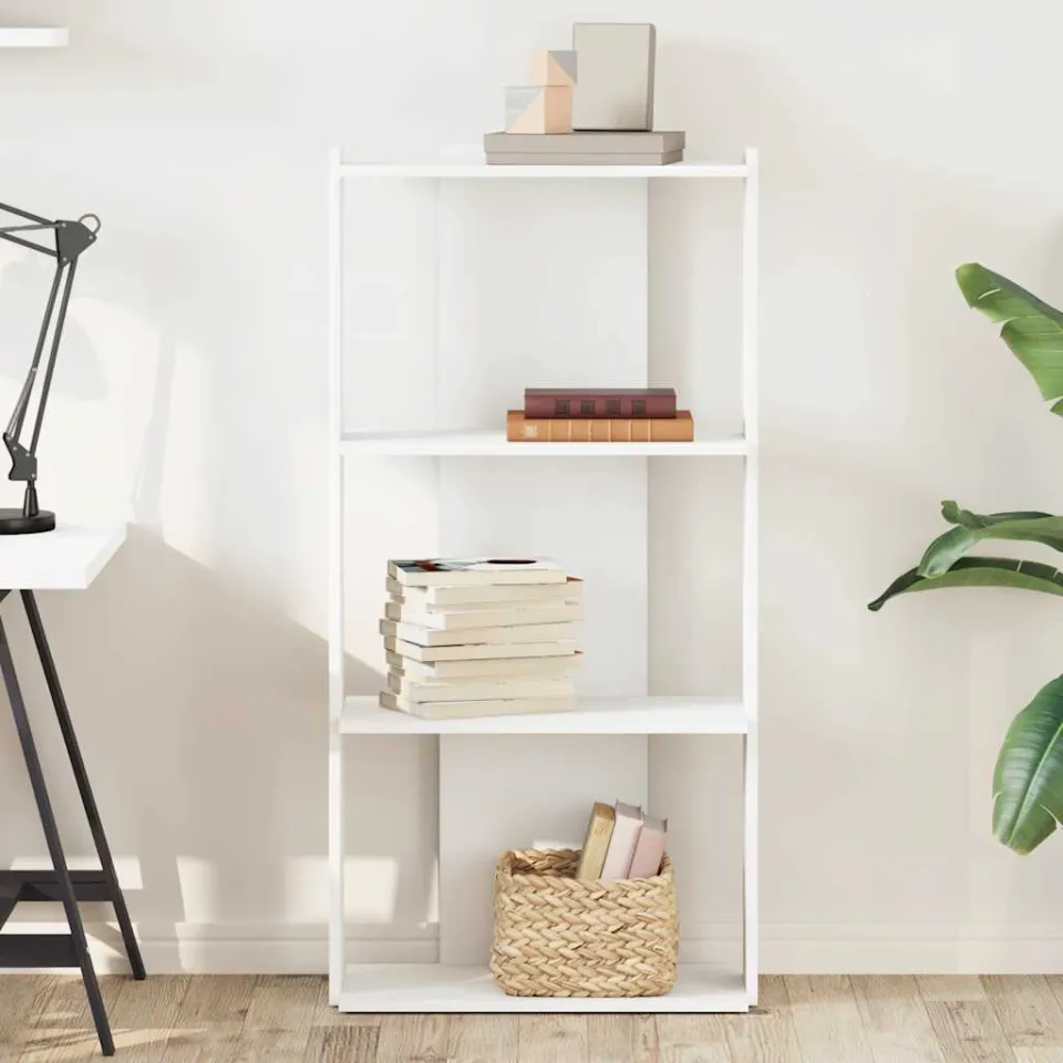 vidaXL Boekenkast 3-laags 60x30x120 cm bewerkt hout wit, foto 2