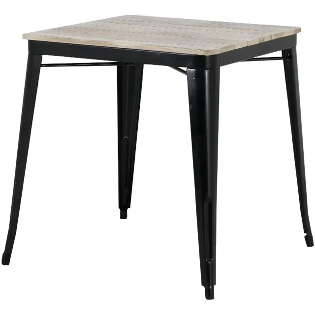 Bolero Bistro Eettafel Met Lattenblad Van Mangohout En Zwarte Poot 650mm Bruin