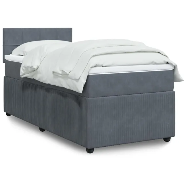 vidaXL Boxspring met matras fluweel donkergrijs 100x200 cm grijs