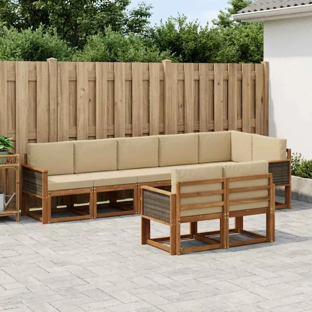 vidaXL Buiten bankenset 8 st 8-zits Natuurlijk en Beige