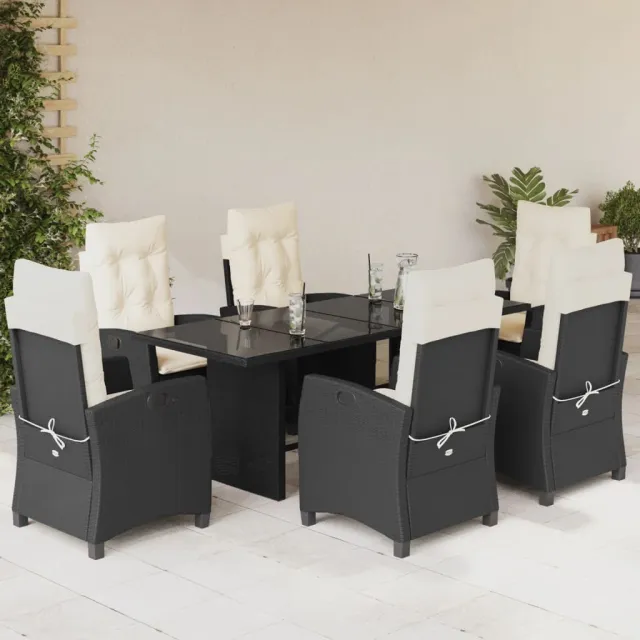 vidaXL 7-delige Tuinset met kussens poly rattan zwart, foto 2