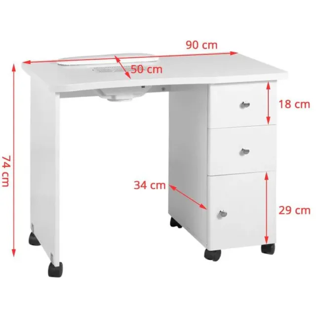 Activeshop Cosmetische bureau - Manicuretafel met afzuiging - Werktafel Nagelstyliste - Manicure wit
