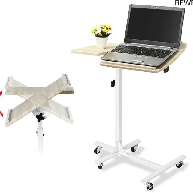 RFWR Hoogte Verstelbare Laptoptafel met Wielen - Multifunctionele Bijzettafel voor Thuis en Kantoor Beige