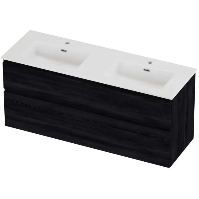 Proline Tribute Badmeubelset Porselein Elegant Dubbel 140x46x62 cm Glans Wit Black Oak