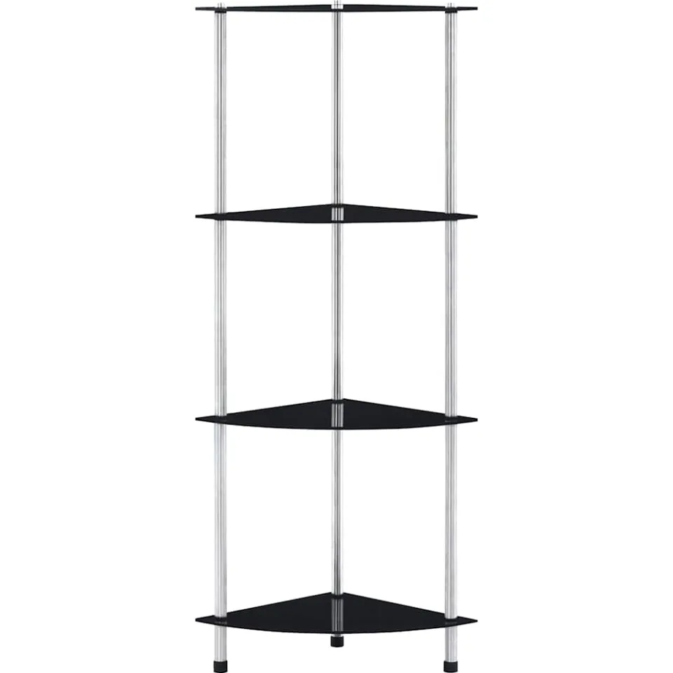 vidaXL Kastje 4-laags 30x30x100 cm gehard glas zwart, foto 2