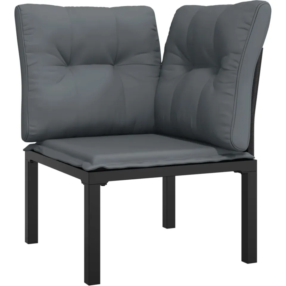 vidaXL 6-delige Loungeset poly rattan zwart en grijs, foto 3