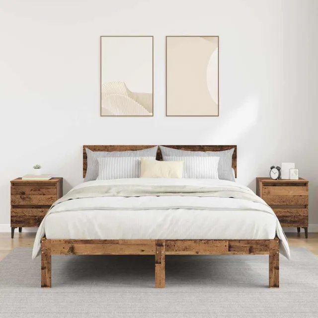 vidaXL Nachtkastje 2 st Oudhout 40 x 35 x 50 cm Bewerkt hout bruin, foto 2