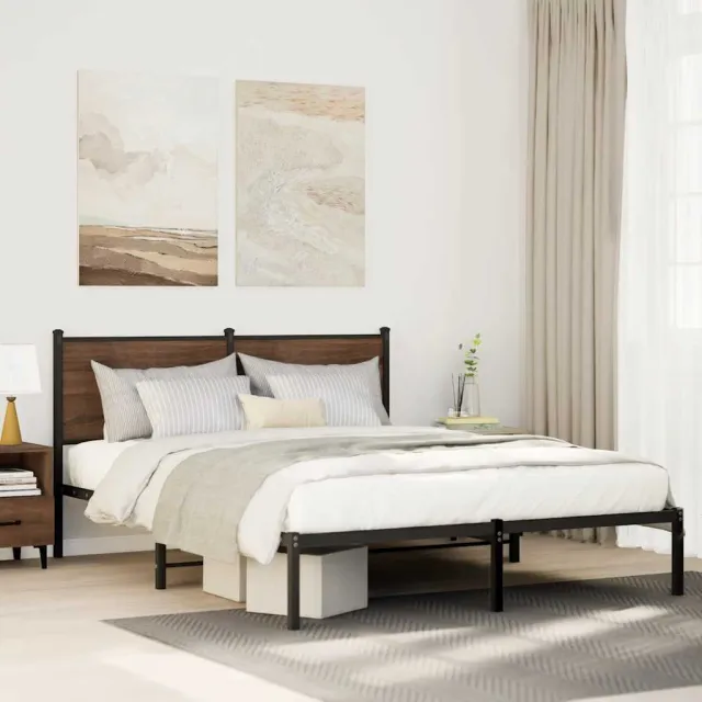 vidaXL Bedframe zonder matras metaal bruin eikenkleurig 137x190 cm