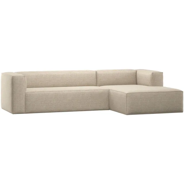 WOOOD Bean Hoekbank Rechts - Ribstof - Naturel - 73x305x96 beige melange