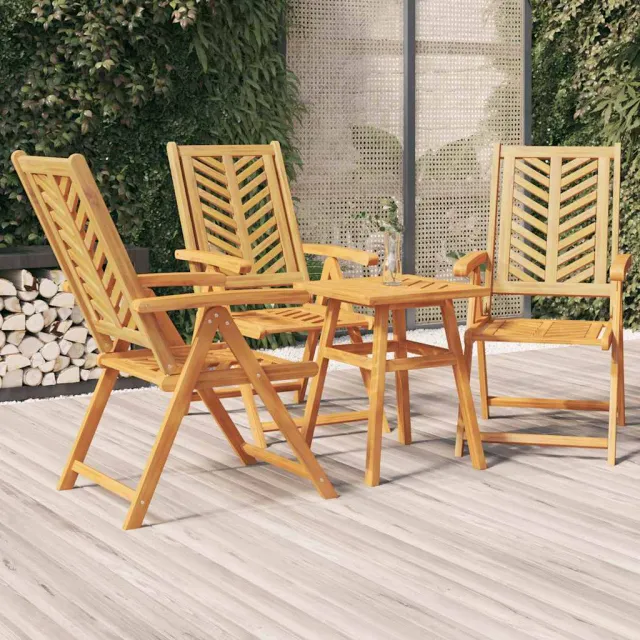 vidaXL Tuinstoelen 3 st verstelbaar massief acaciahout Bruin