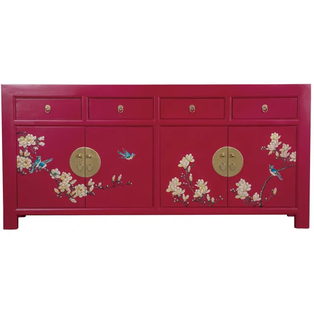 Fine Asianliving Chinese Dressoir Fuchsia Royale Handgeschilderd - Orientique Collection B180xD40xH85cm Chinese Meubels Oosterse Kast