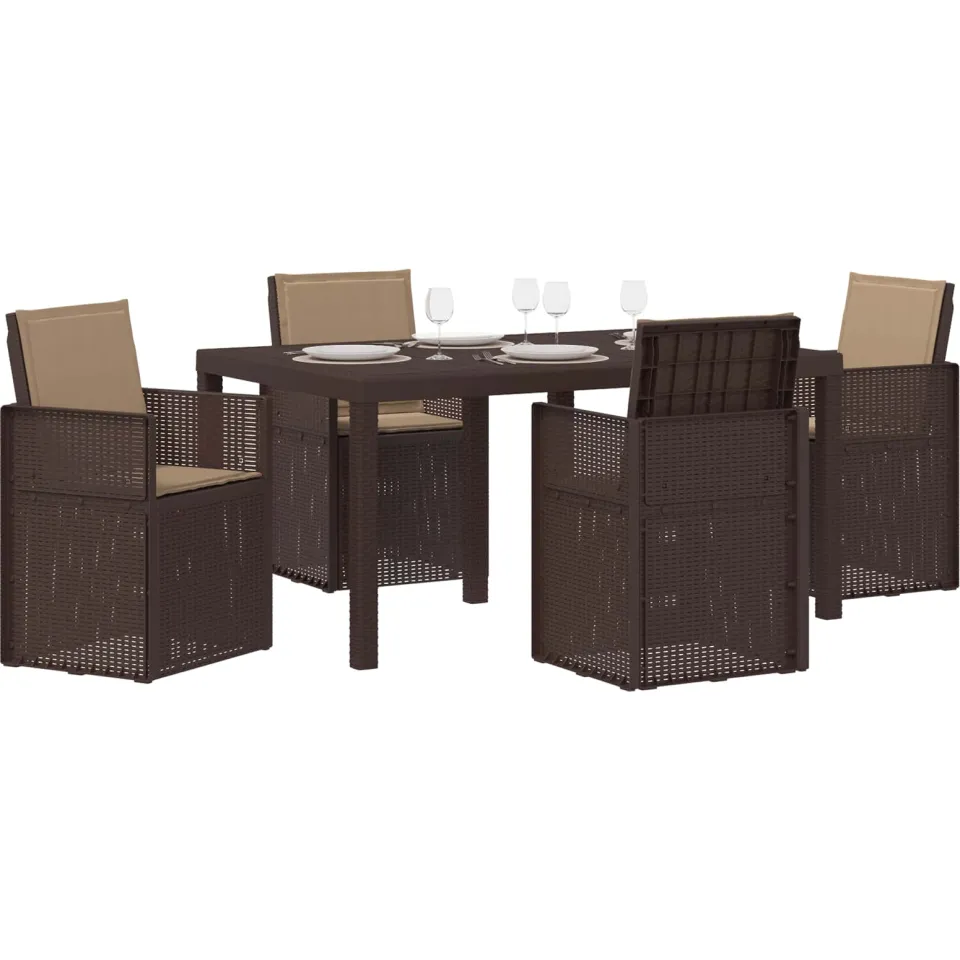 vidaXL Tuin eettafelset 5 st 4-zits Bruin en Taupe PP