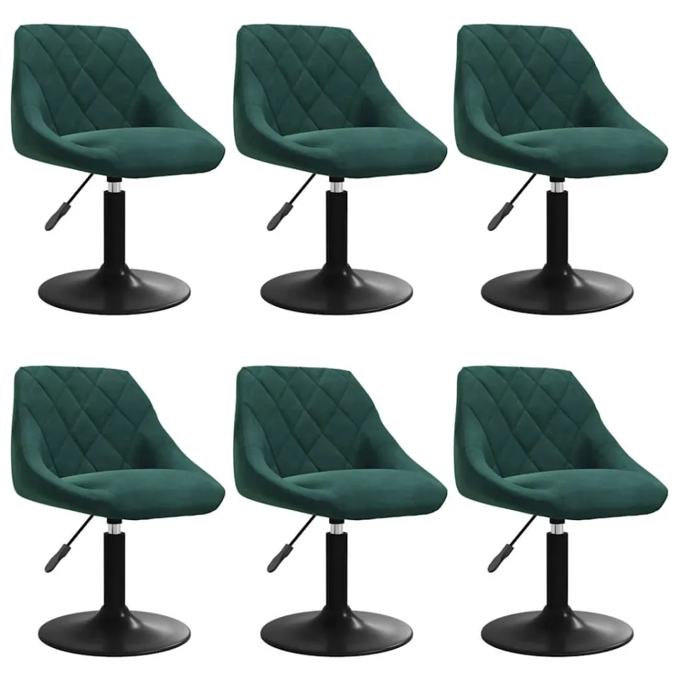 vidaXL Eetkamerstoelen draaibaar 6 st fluweel donkergroen groen, foto 3