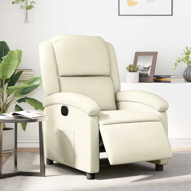 vidaXL Fauteuil elektrisch verstelbaar kunstleer crèmekleurig