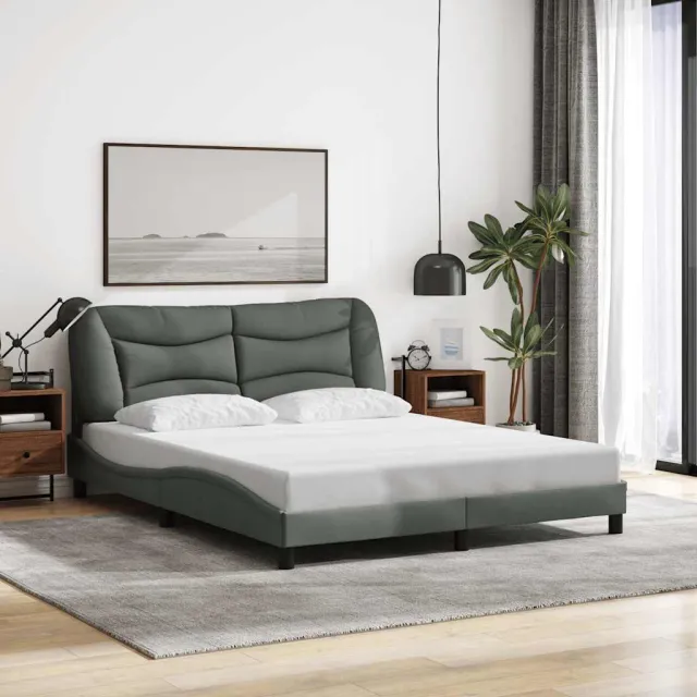vidaXL Bedframe zonder matras "Hvar" stof donkergrijs 160x200 cm