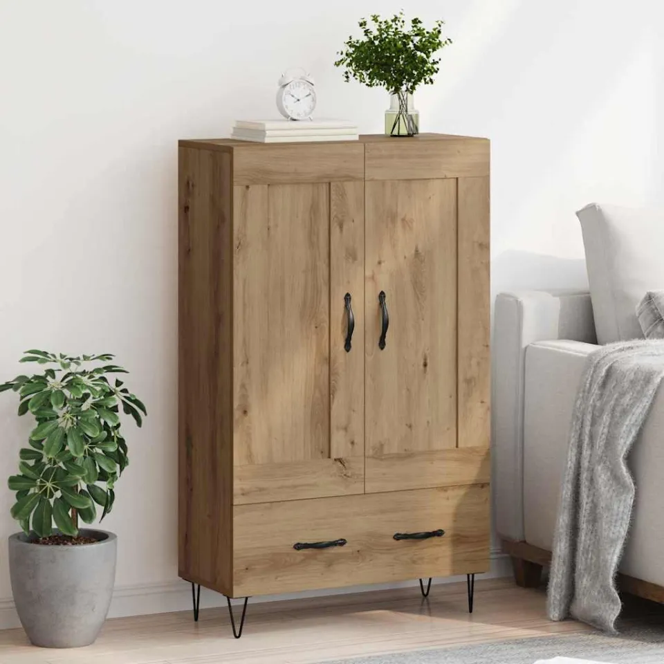 vidaXL Highboard Artisan Eiken 69,5 x 31 x 115 cm Bewerkt hout, foto 4