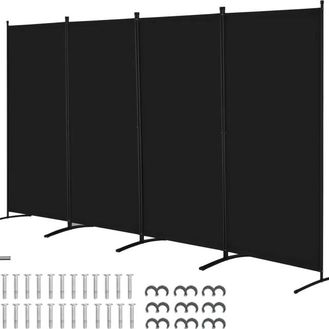Vevor Scheidingsscherm 3464 mm 4 Panelen Kantoor Zwart Privacyscherm