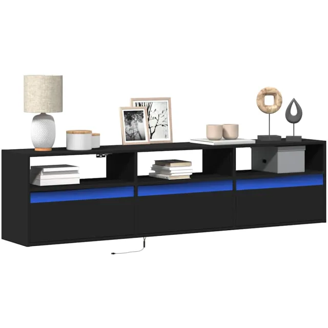 vidaXL TV-wandkast met LED Zwart 180x31x45 cm, foto 2