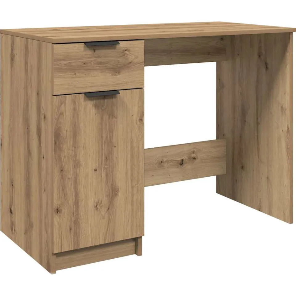 vidaXL Bureau 100x50x75 cm bewerkt hout artisanaal eikenkleur Bruin