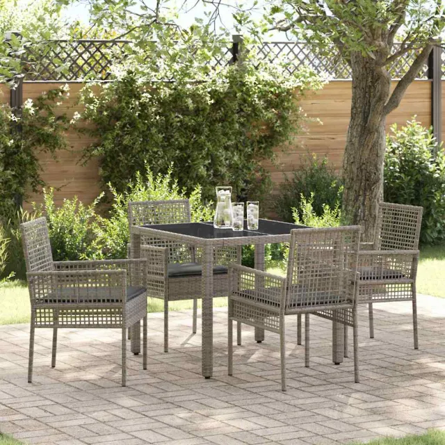 vidaXL Tuin eettafelset 5 st Grijs poly rattan, foto 2