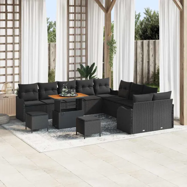 vidaXL Tuin Sofa Set 13 st Zwart poly rattan, foto 2