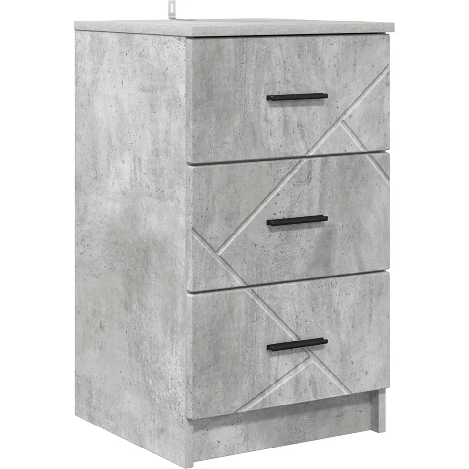 vidaXL Nachtkastje Betongrijs 38 x 38 x 66 cm Bewerkt hout grijs, foto 3