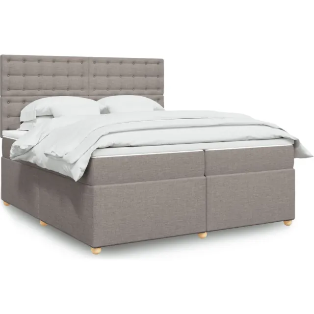 vidaXL Boxspring met matras stof taupe 200x200 cm