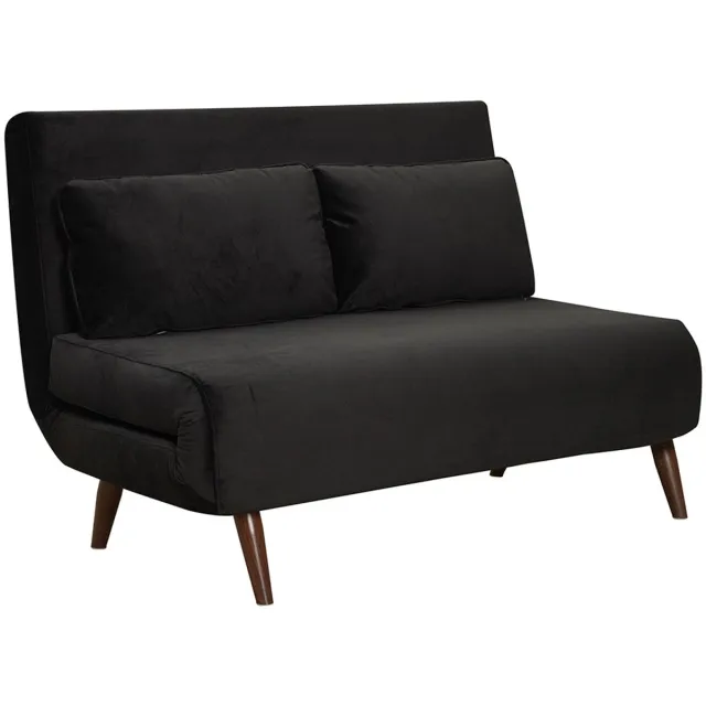 Bronx71 Velvet slaapbank 1,5 persoons Kristian zwart - Logeerbed - Vouwbed - Slaapstoel - Zetelbed