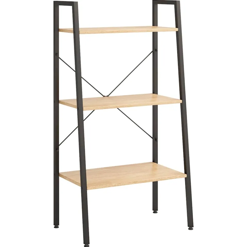 vidaXL Opbergmeubel met 3 lagen 56x35x108 cm lichtbruin en zwart, foto 3