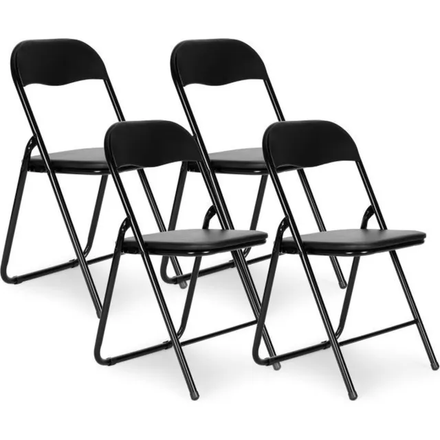 Modern Home Set van 4 klapstoelen zwart met een zithoogte van 44.5 cm - gemakkelijk op te bergen en ideaal voor feesten en verjaardagen