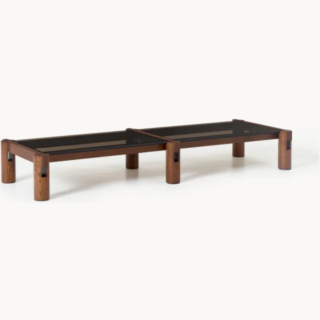Westwing Collection Salontafel Rory van eikenhout met glazen tafelblad, B 206 cm