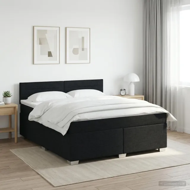 vidaXL Boxspringbed met matras met hoofdeinde Zwart 140 x 190 cm Stof