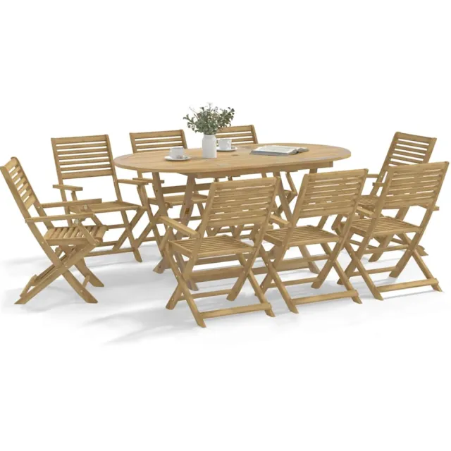 vidaXL 9-delige Tuinset massief acaciahout Bruin