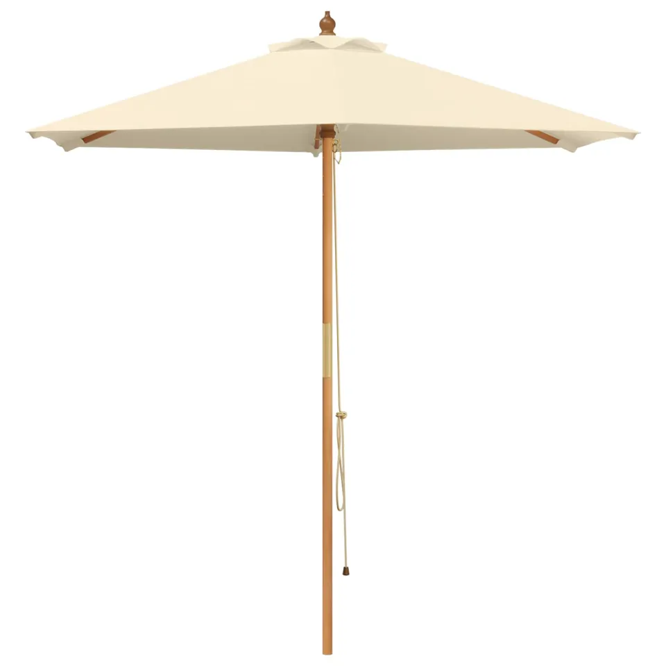 vidaXL Buiten Eetset met Parasol 8 st 6-zits Crème Wit en Natuurlijk