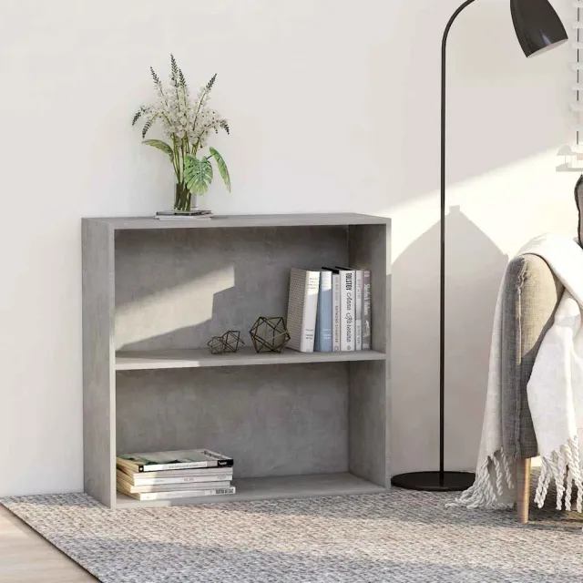 vidaXL Boekenkast met 2 schappen 80x30x76,5 cm bewerkt hout betongrijs