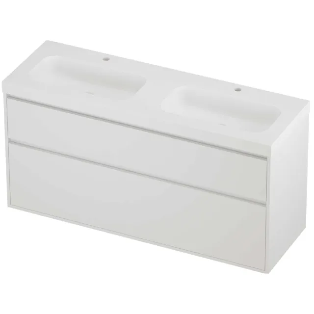 Proline Haga Badmeubelset Polystone Mezza 2 Gaten 140x46x73 cm Mat Wit Mat White