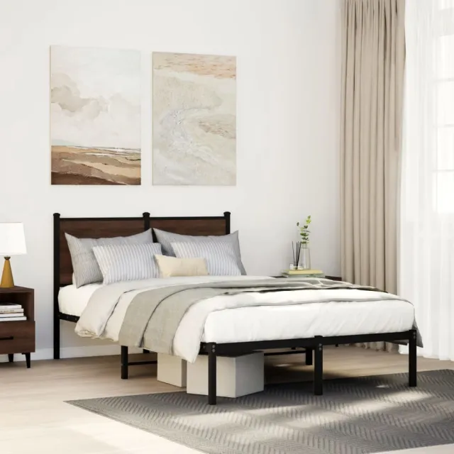 vidaXL Bedframe zonder matras metaal bruin eikenkleurig 120x200 cm