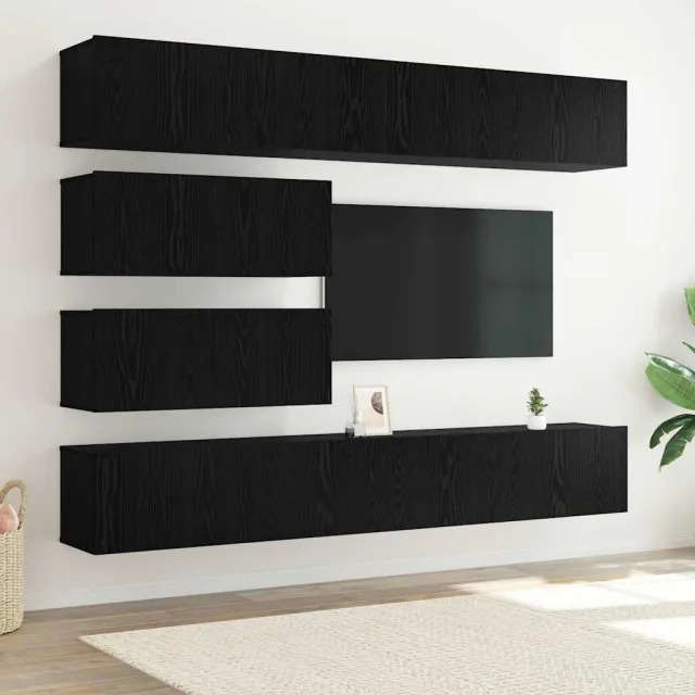 vidaXL Tv-meubelset 6 st 100 x 30 x 30,5 cm Zwart Eiken