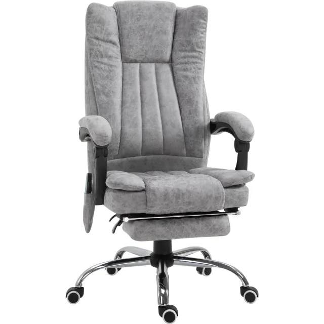 Vinona Bureaustoel met massage- en warmtefunctie - In hoogte verstelbaar - Met voetensteun en afstandsbediening - 62 x 67 x 113-120 cm - Grijs