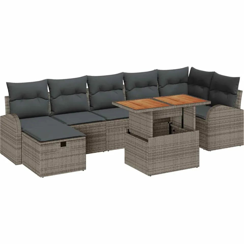 vidaXL Tuin Sofa Set 8 st Grijs poly rattan
