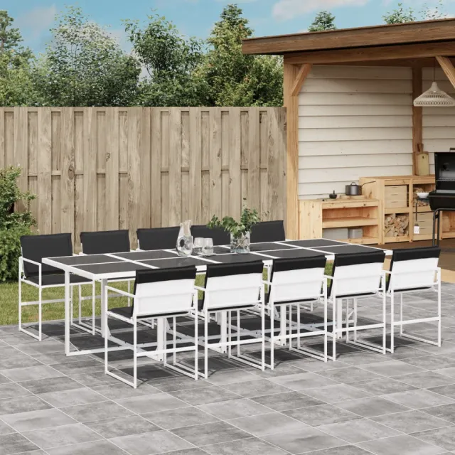 vidaXL 11-delige Tuinset met kussens textileen wit, foto 2