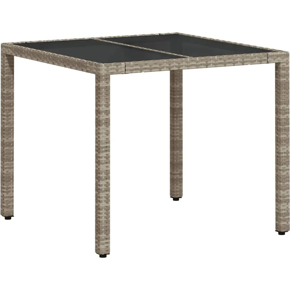 vidaXL 5-delige Tuinset met kussens poly rattan en glas lichtgrijs grijs, foto 4