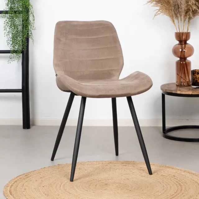 Bronx71 Velvet eetkamerstoel Toby taupe - stoel