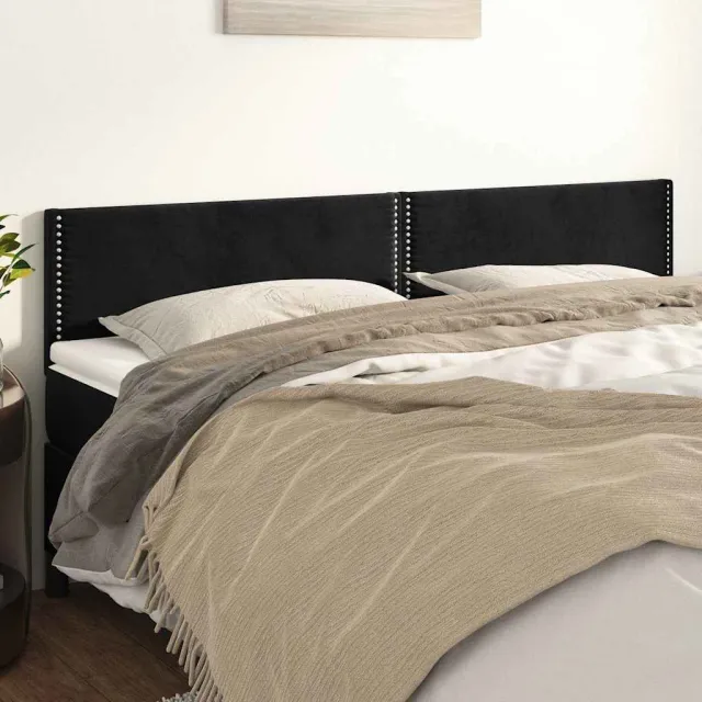 vidaXL Hoofdborden 200x5x78/88 cm fluweel zwart